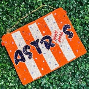 Orange Astros Beaded Bag